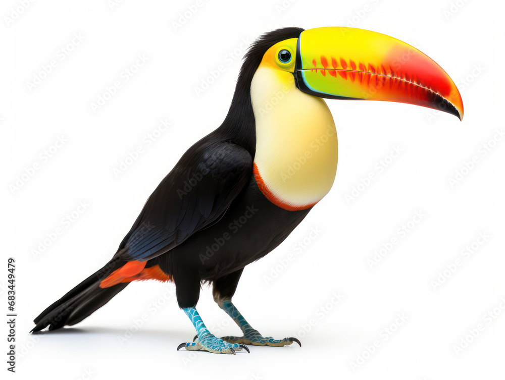 Fototapeta premium Tucan Studio Shot Isolated on Clear White Background, Generative AI