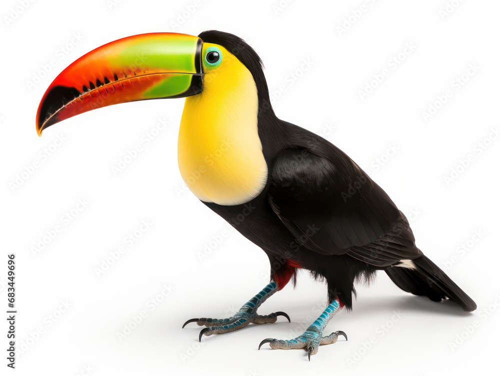 Tucan Studio Shot Isolated on Clear White Background, Generative AI Tucan Studio Shot Isolated on Clear White Background, Generative AI