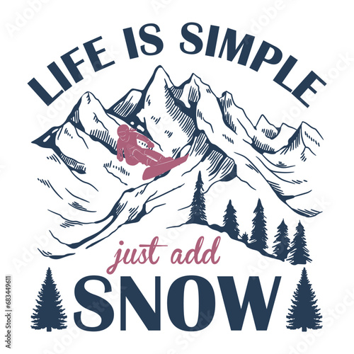 Snowboarding T-Shirt Design Outdoor Adventure With Vector