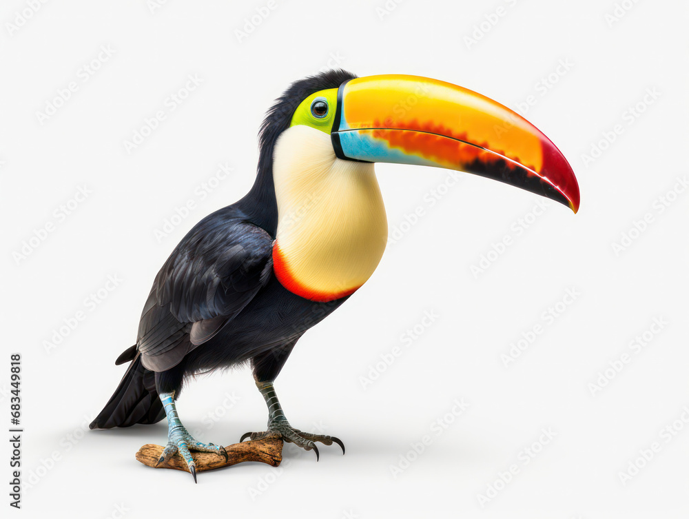 Fototapeta premium Tucan Studio Shot Isolated on Clear White Background, Generative AI
