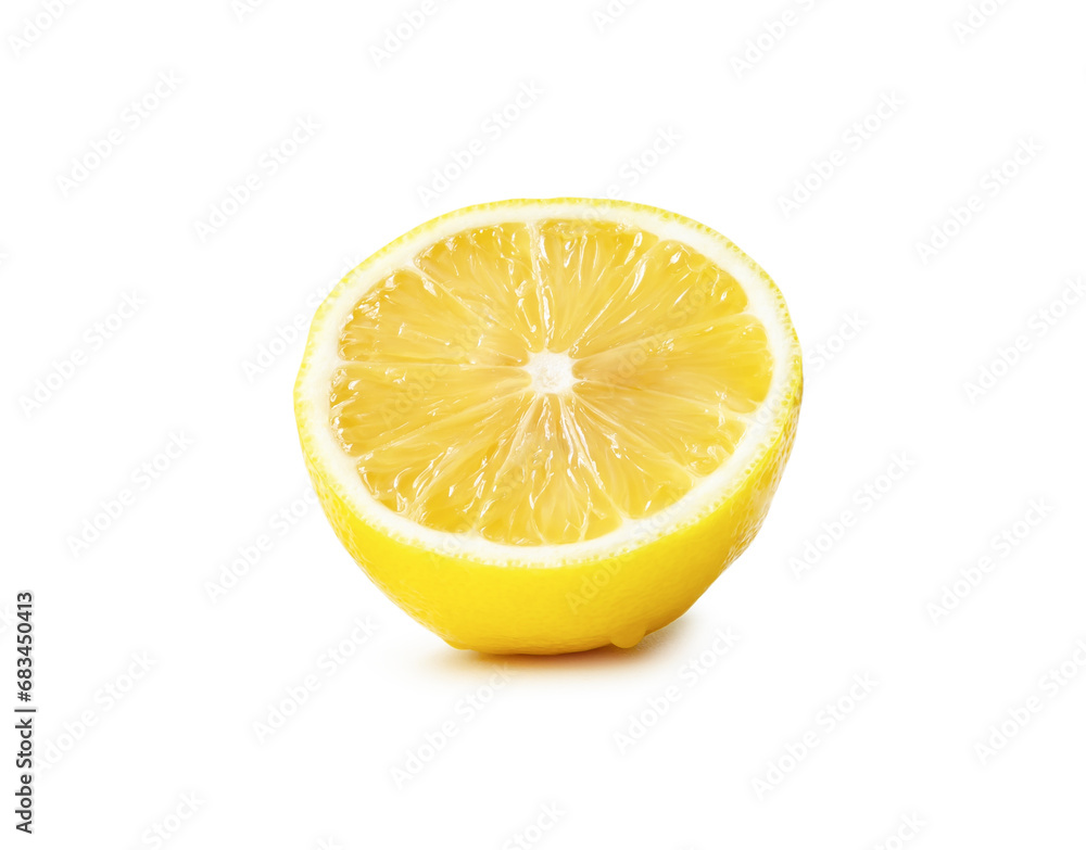 Fresh yellow lemon half isolated on white background with clipping path and shadow in png file format Fresh yellow lemon half isolated on white background with clipping path and shadow in png file format