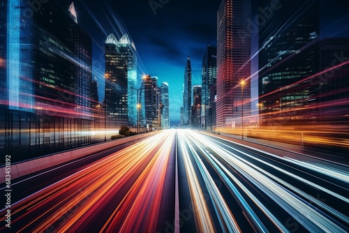 abstract motion blurs city traffic in the central district, abstract motion blur city traffic, Finance and Trade Zone of the modern city night background photo