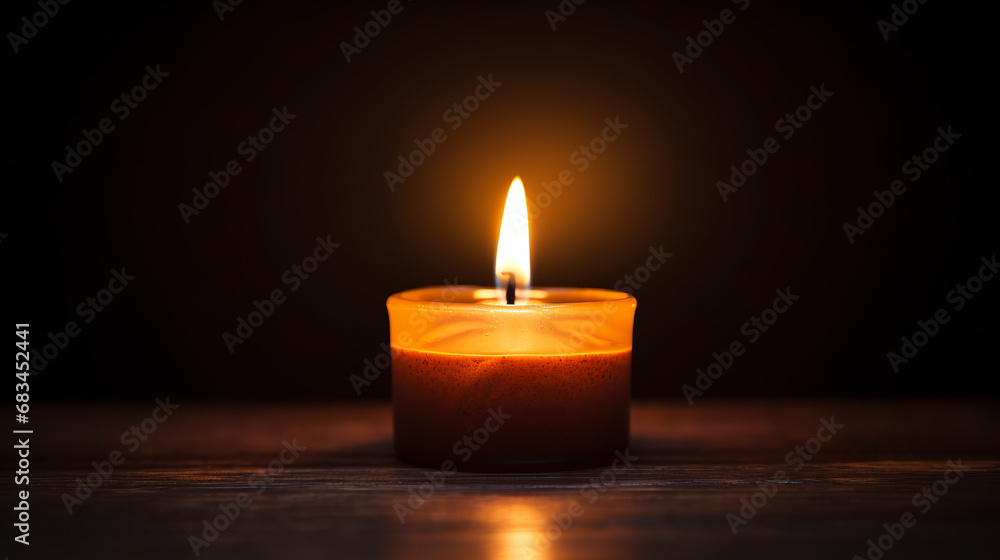A candle burning in the dark