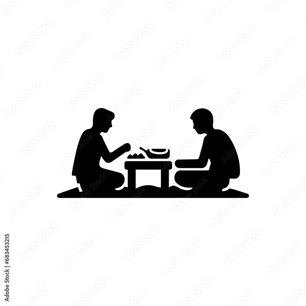 Two friends having a picnic icon - Simple Vector Illustration