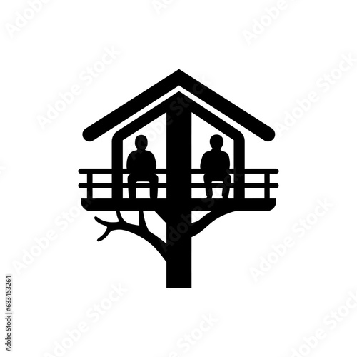 Two friends in a treehouse icon - Simple Vector Illustration