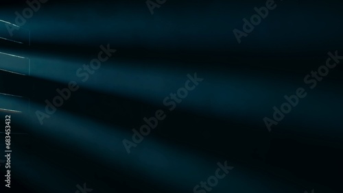 A billowing smoke or fog on a black background, illuminated by a spotlight and blue neon light coming through the window sashes. Texture and abstract art.