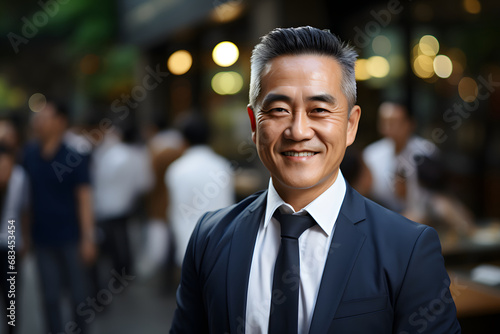 Smiling senior Korean businessman.