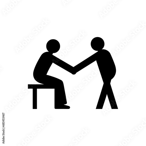 Two people helping each other icon - Simple Vector Illustration