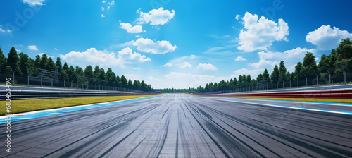 Empty asphalt racing track on clear sunny day