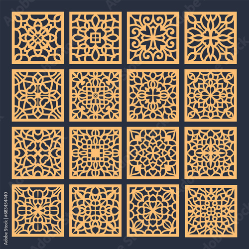 laser cut square coaster vector illustration design bundle	