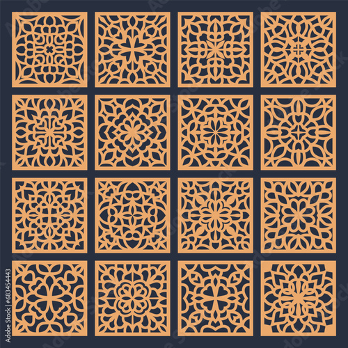 laser cut square coaster vector illustration design bundle	
