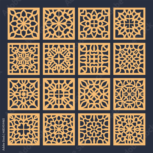 laser cut square coaster vector illustration design bundle	