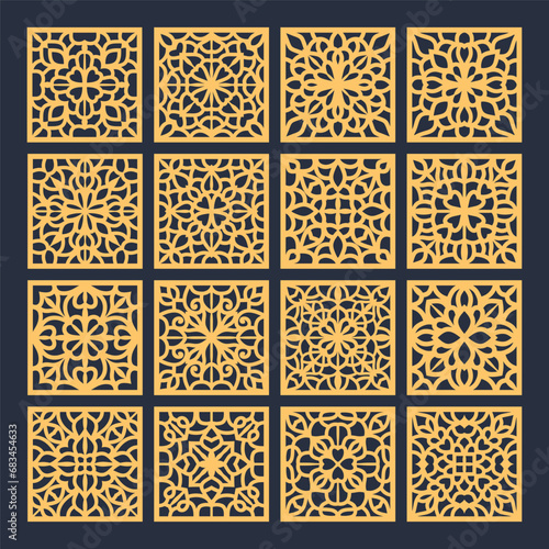 laser cut square coaster vector illustration design bundle