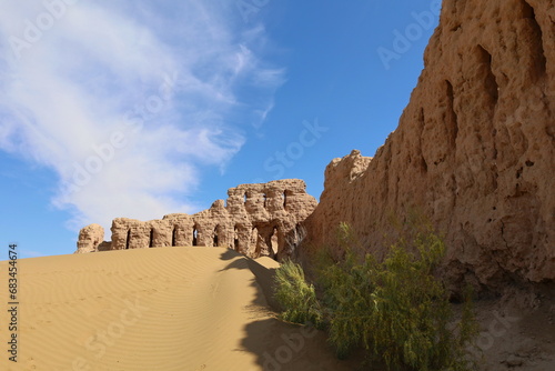 The ruins of Janbas Kala, one of the Desert Castles of Ancient Khorezm traditionally known as Elliq Qala, Unesco World Heritage Site in Karakpakstan, Uzbekistan
