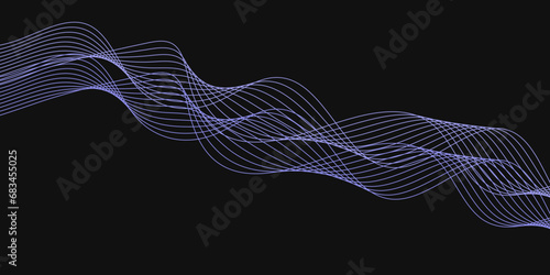 Abstract Black background with a glowing abstract waves. Abstract wave element for design. Digital frequency track equalizer, Futuristic background design. Long exposure, Light painting photography.