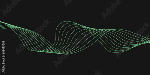 Abstract Black background with a glowing abstract waves. Abstract wave element for design. Digital frequency track equalizer, Futuristic background design. Long exposure, Light painting photography.