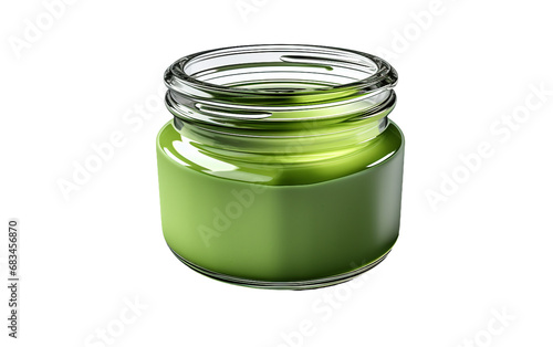 Green Paint Jar Unveiled on Clear Background