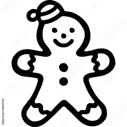 Gingerbread man Christmas icon hand drawn vector design illustration