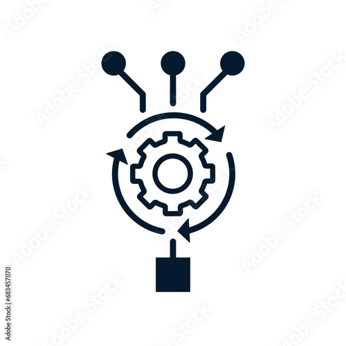 Algorithm concept. Vector linear icon isolated on white background.