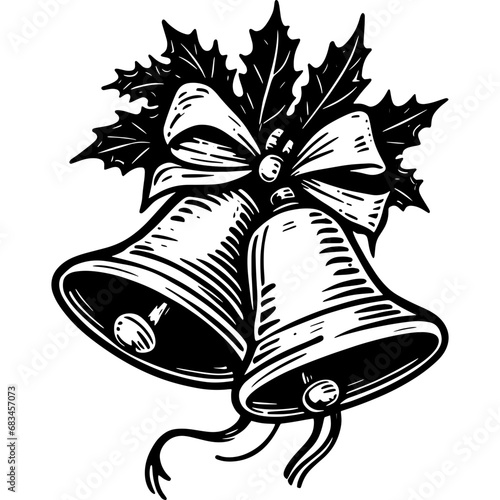 Christmas bells icon hand drawn vector design illustration