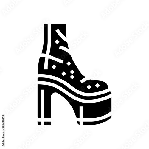 platform shoes disco party glyph icon vector. platform shoes disco party sign. isolated symbol illustration