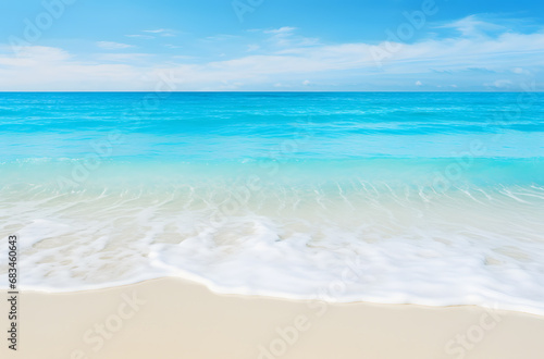 Summer Beach Background: Wide Panorama Holiday Image, Beach Background Concept © katobonsai