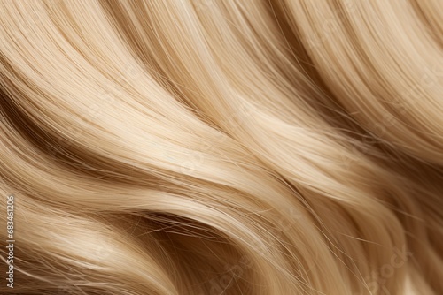 Blond Hair very closeup view  hair closeup shoot  Women s long blonde hair. Beautifully styled wavy shiny curls