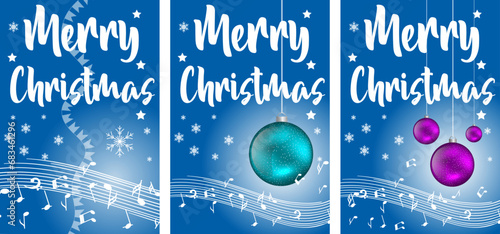 Christmas story time. The inscription Merry Christmas on a blue background with Christmas balls and snowflakes. Christmas and New Year vector composition.