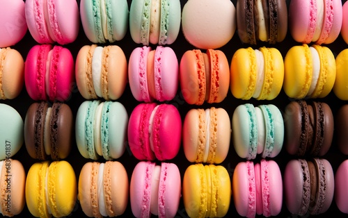 Top View of Colorful Delicious Macarons