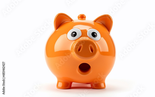 A funny piggy bank shocked - isolated on white background