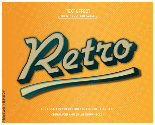 Editable text effect retro Vintage 3d template style premium vector