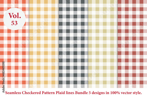 Plaid lines Pattern checkered Bundle 5 Designs Vol.53,vector Tartan seamless