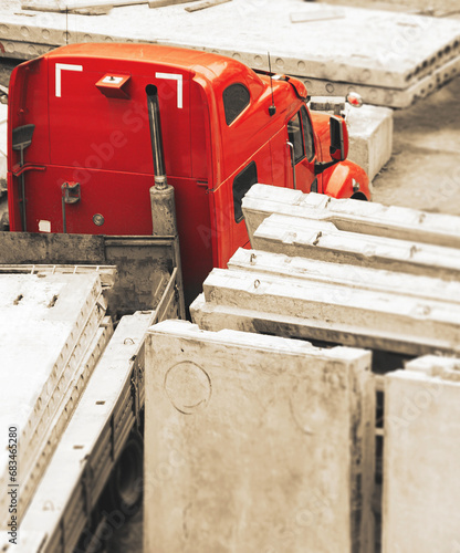 classic line hauler works at construction site photo