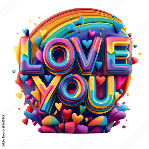 love you colorful background with circles