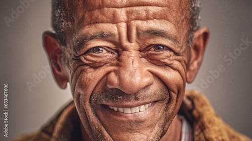 Radiant-eyed man against a studio background.