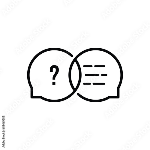 black answer to the question thin line bubble. outline trend modern chatroom logotype graphic stroke art design element isolated on white. concept of simple messenger label for web or business