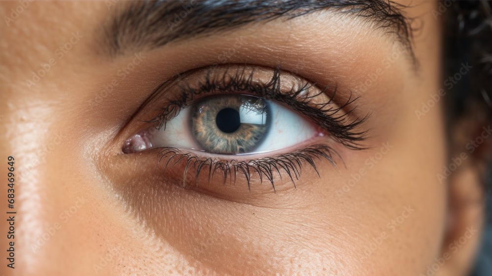 Obraz premium Happy young woman, close-up, smiling against a studio backdrop.