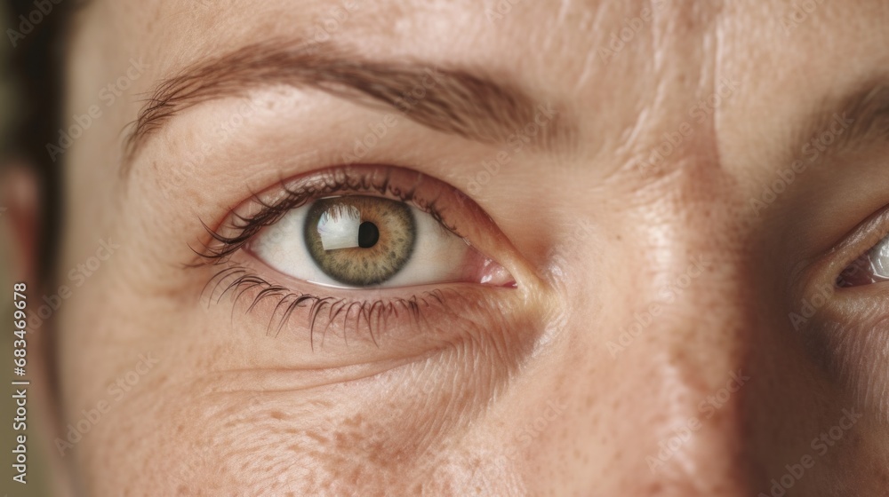 Fototapeta premium Closeup of a delighted woman, smiling joyfully in a studio environment.