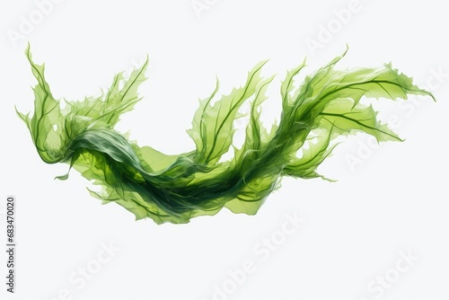 A detailed view of a piece of green algae. This image can be used to illustrate scientific research, environmental studies, or as a background for nature-related projects photo