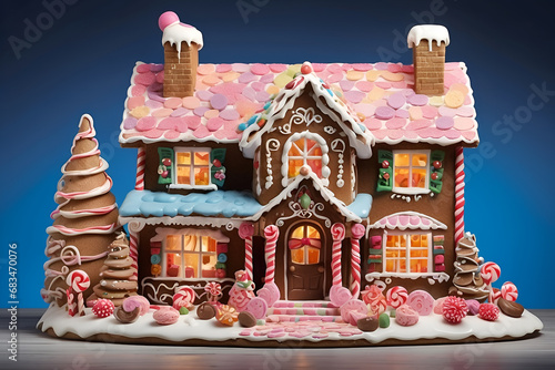 christmas Candy coated gingerbread house