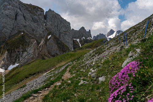 Wonderful hike in the Alpstein mountains in Appenzellerland Switzerland photo