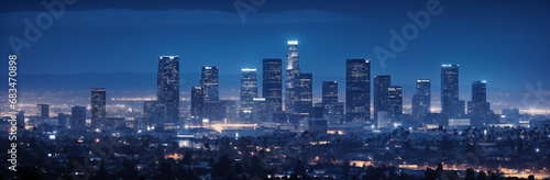 Los Angeles at night. Night city panorama. 