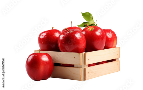 Box of Red Apples on Clear Background