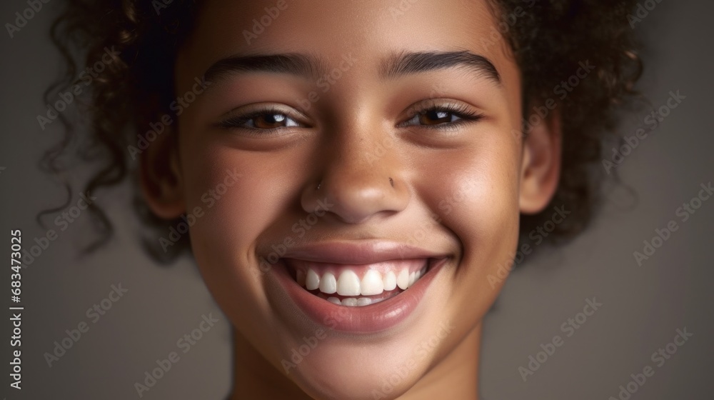 Bright and happy teen displaying flawless teeth in a studio setting. Bright and happy teen displaying flawless teeth in a studio setting.