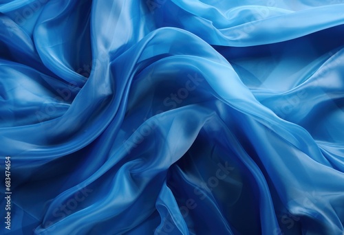 Luxurious blue satin fabric, perfect for fashion and textile design backgrounds.