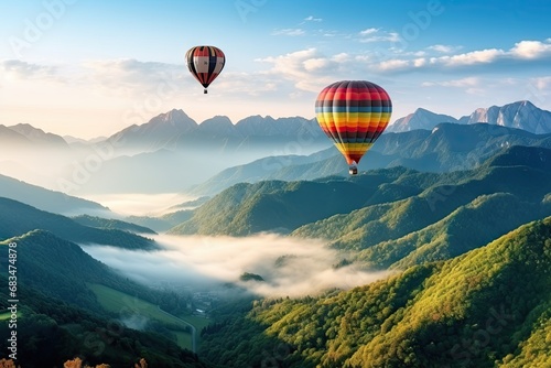 hot air balloon in the mountains © KirKam