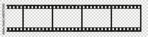 Movie filmstrip overlay, cinema or photograph camera long film strip with transparent screen. Photo frame tape. Vector illustration
