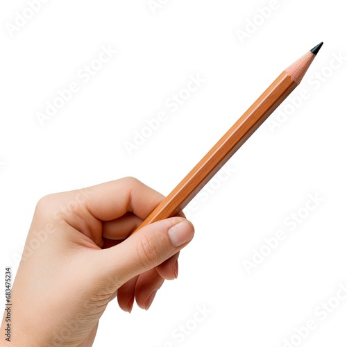 hand with pencil isolated on white background