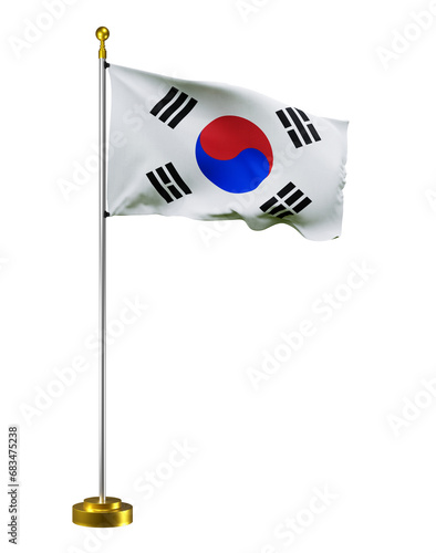 south korea flag wave on transparent or PNG background. digital illustration for national activity or social media content.