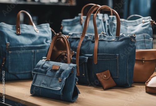 DIY Denim Upcycling - Handbags Made from Old Jeans on a Dressmaker Table